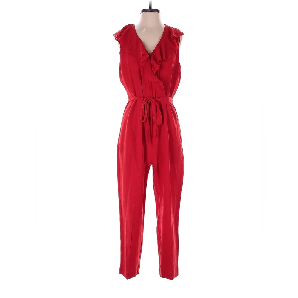 Banana Republic Red Ruffle Jumpsuit